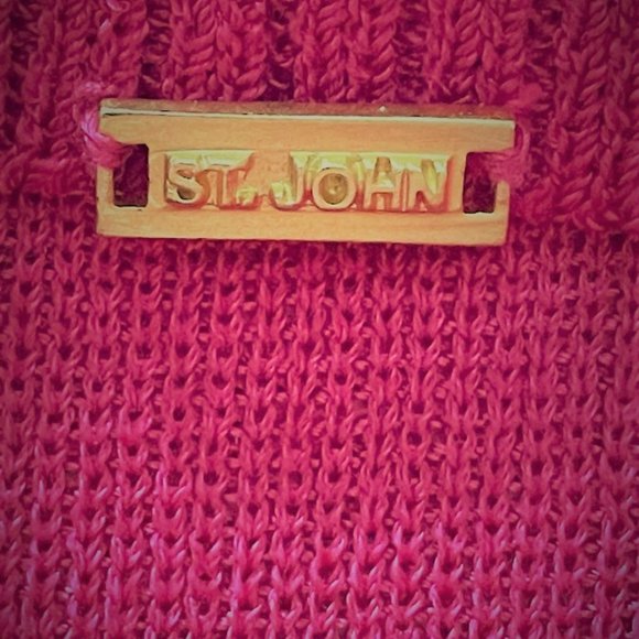 ST JOHN Fuchsia Pink Wool/Rayon Cardigan Sweater and Sleeveless Top, Size S - Picture 6 of 11